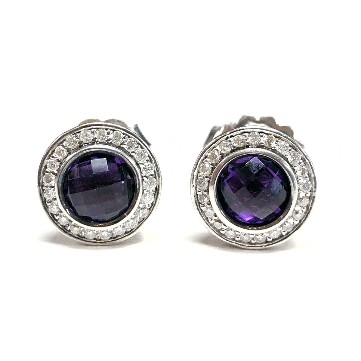 David Yurman Petite Cerise Amethyst & Diamond Earrings