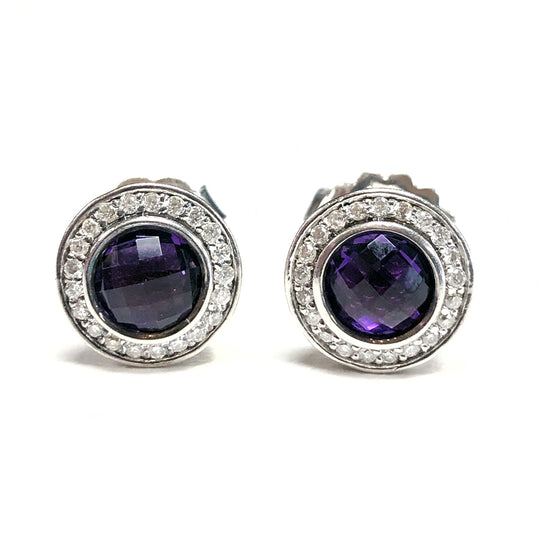 David Yurman Petite Cerise Amethyst & Diamond Earrings