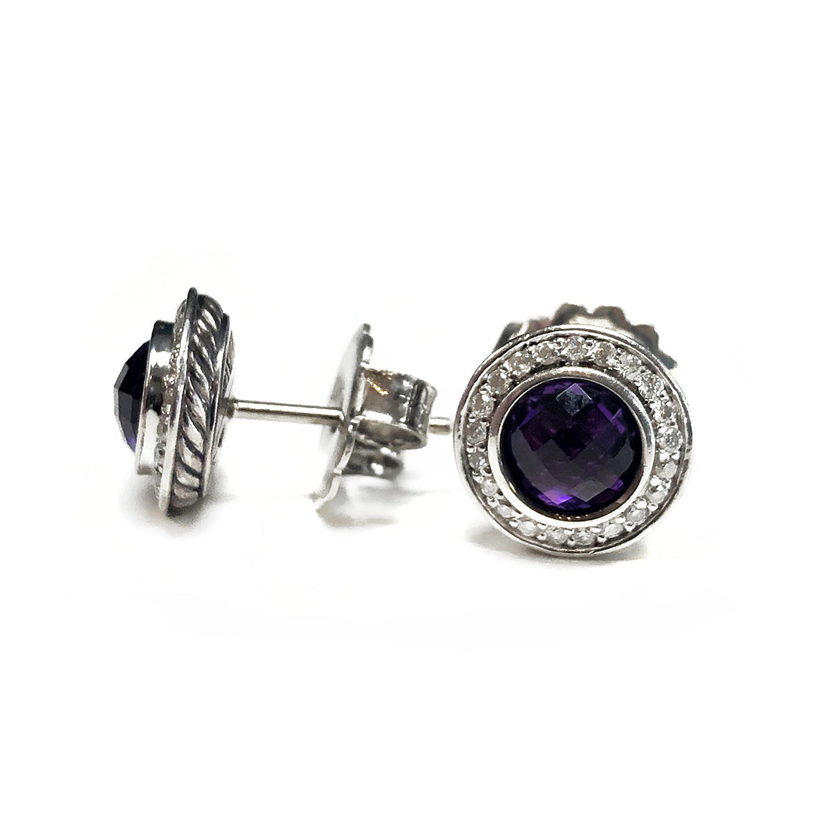 David Yurman Petite Cerise Amethyst & Diamond Earrings