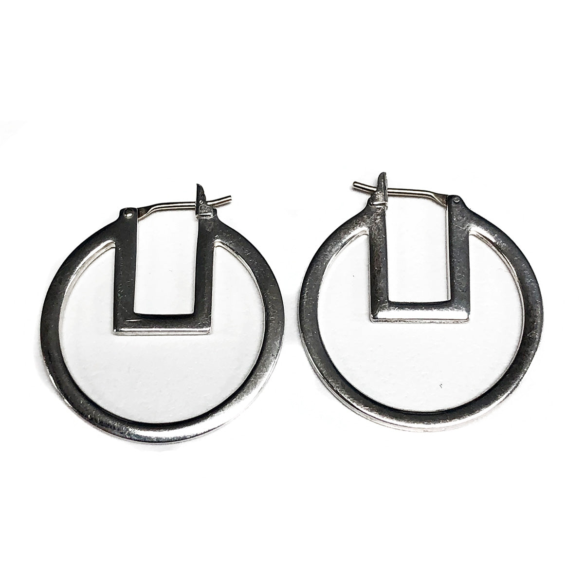 Silver Abstract Hoop Earrings