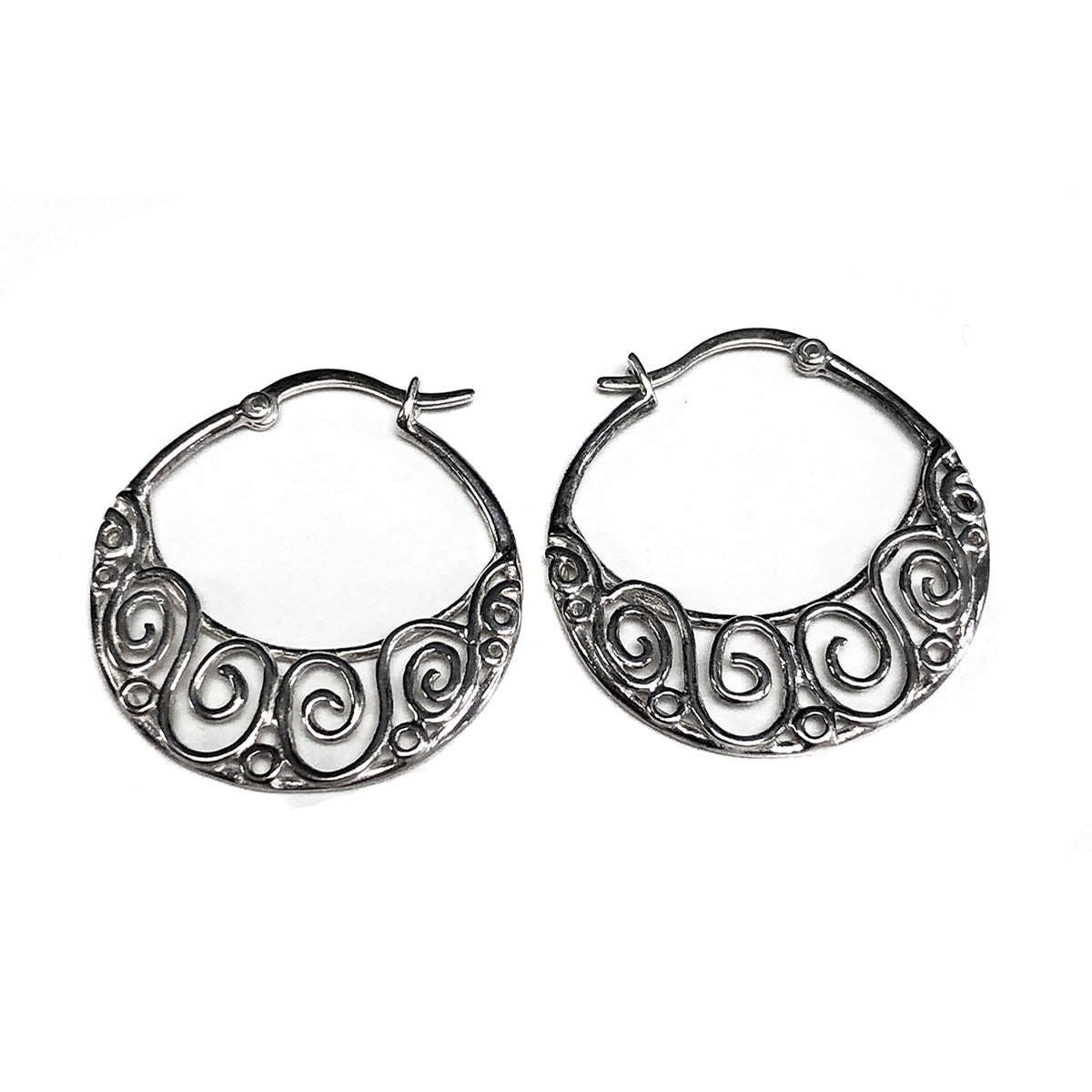 Silver Filigree Hoop Earrings