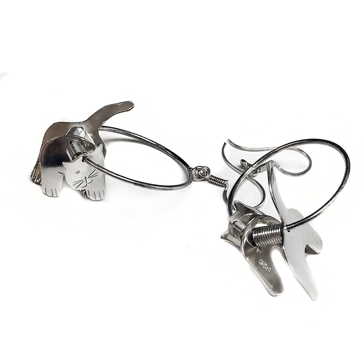 Silver Cat Earrings