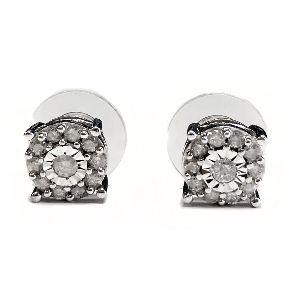 Silver & Diamond Stud Earrings
