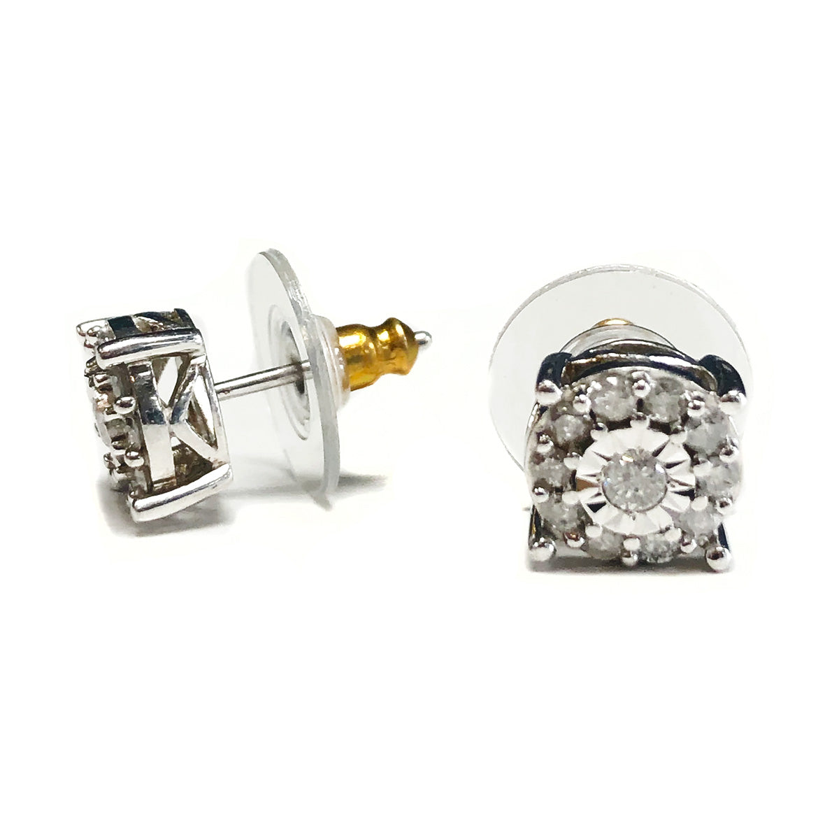 Silver & Diamond Stud Earrings