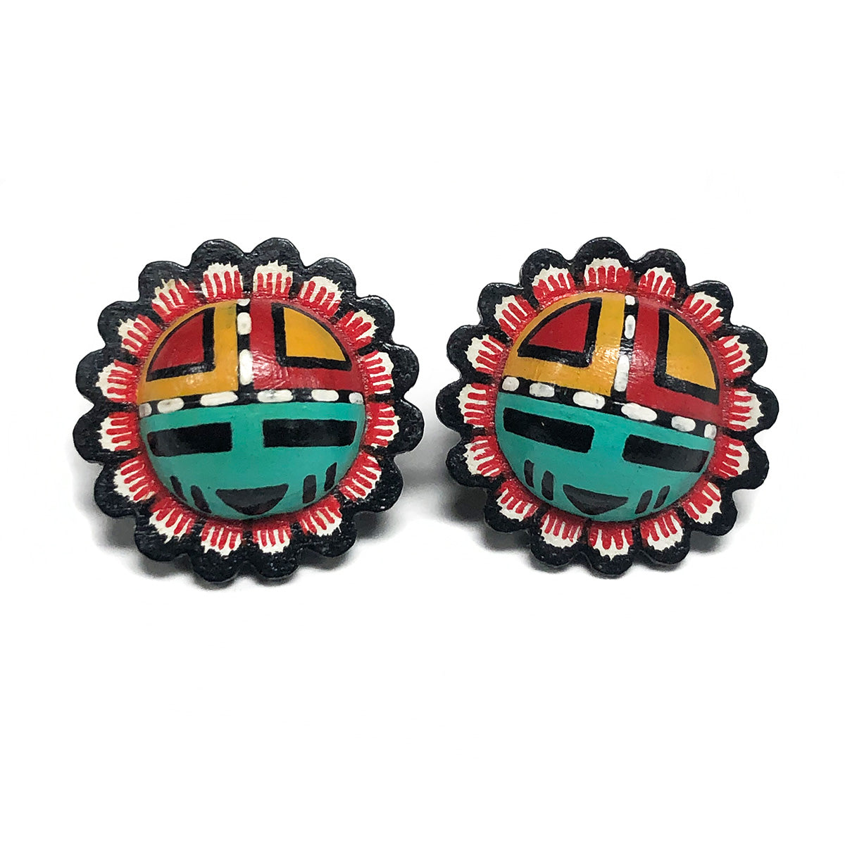 Native American Handmade Painted Wooden Earrings