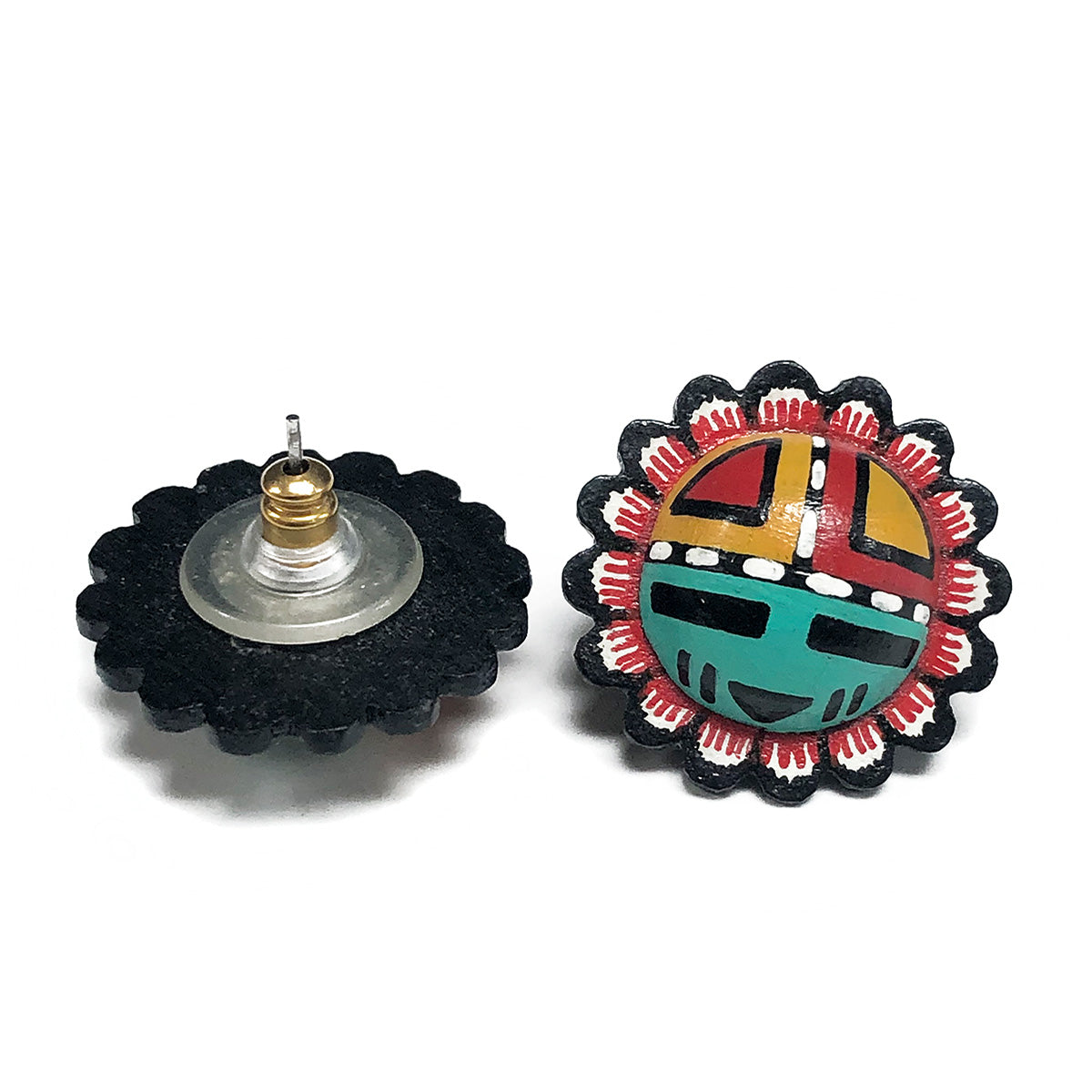 Native American Handmade Painted Wooden Earrings