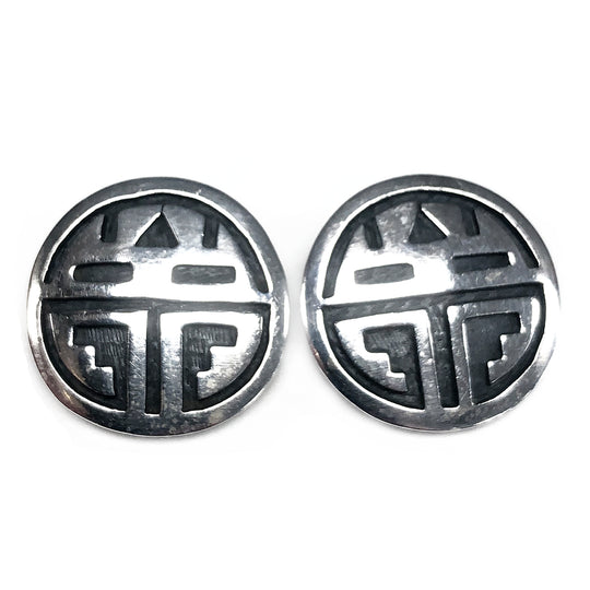 Native American Silver Clip On Earrings