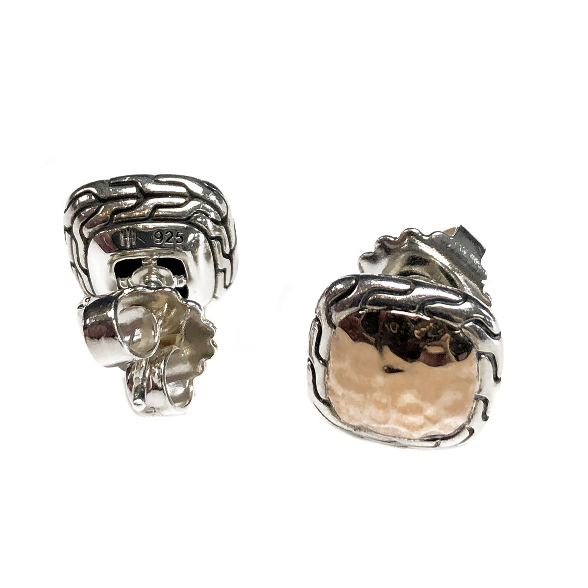John Hardy Silver & 18k Classic Chain Square Stud Earrings