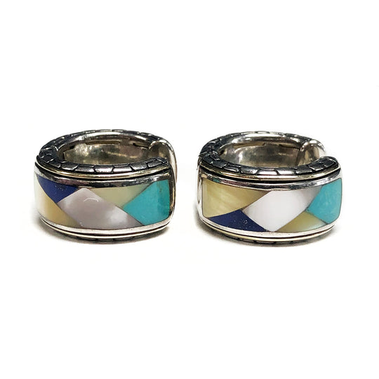 Asch Grossbardt Silver & 18k Gold Inlay Hoop Earrings