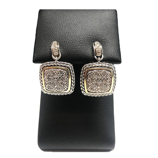 Silver Gold & Diamond Earrings