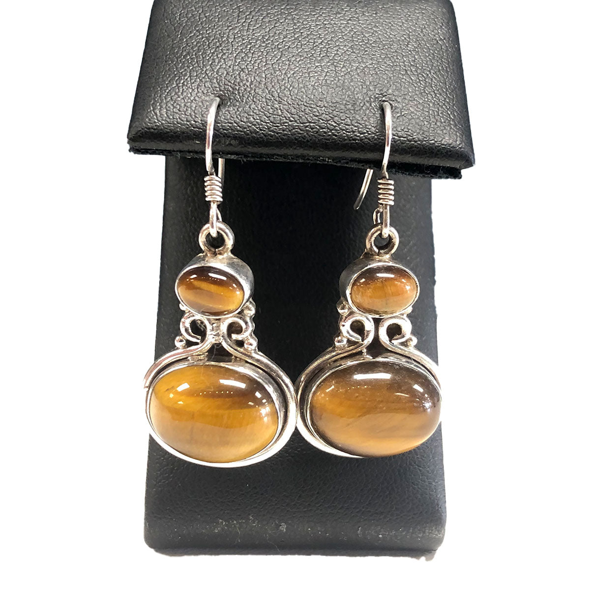 Silver &amp; Tiger&#39;s Eye Earrings