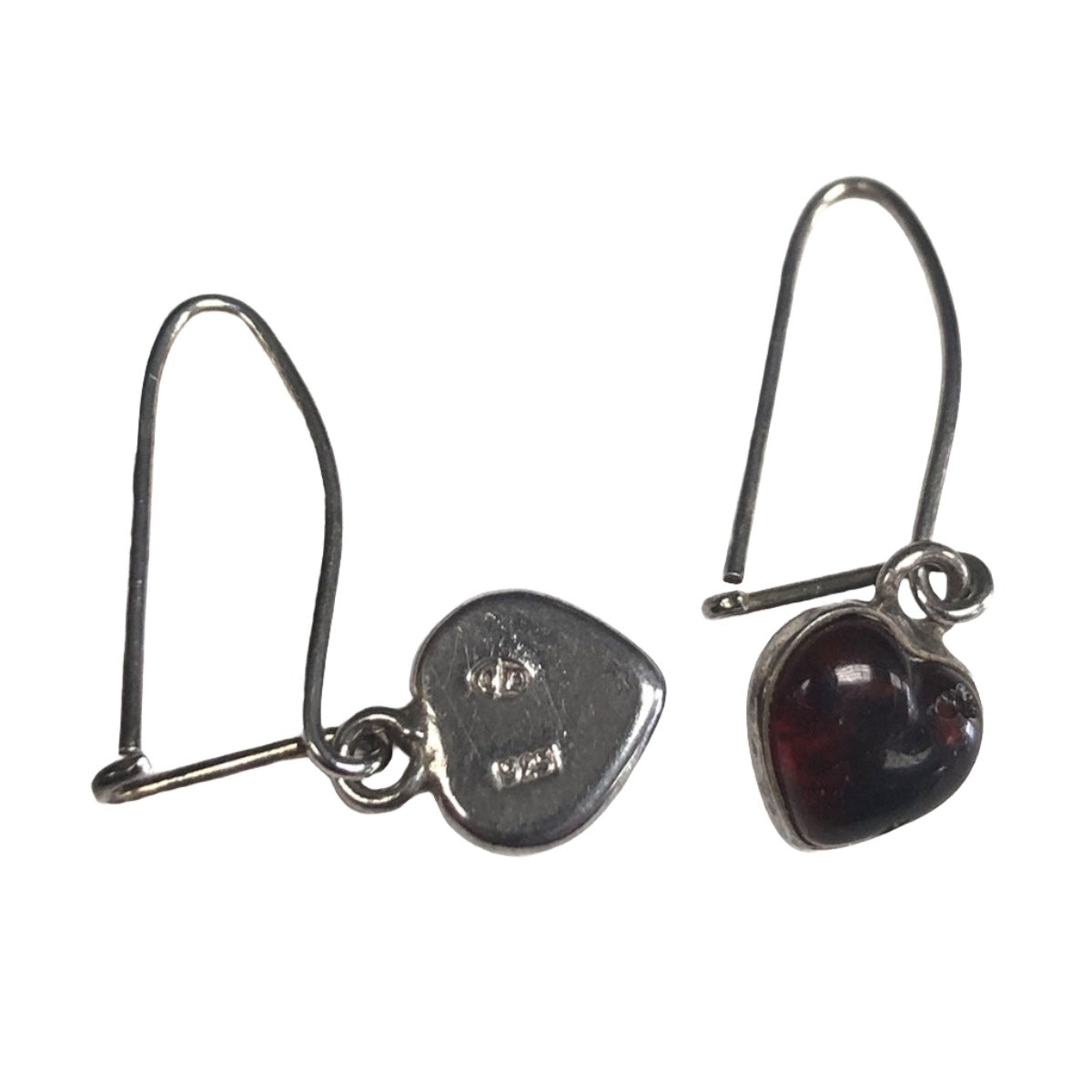 Silver &amp; Amber Heart Earrings