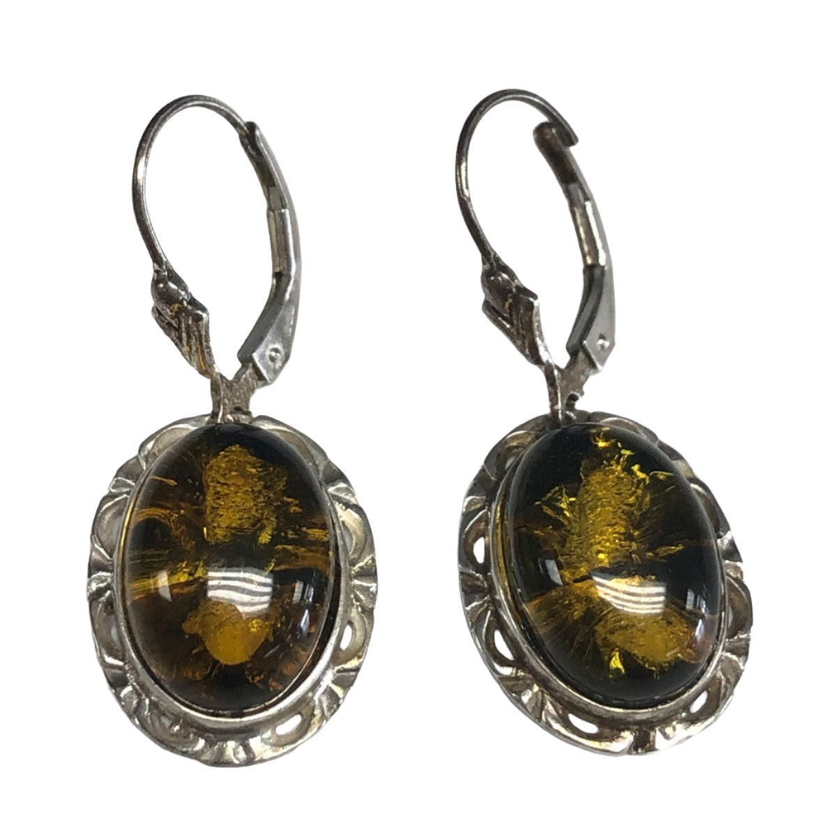 Silver &amp; Amber Earrings