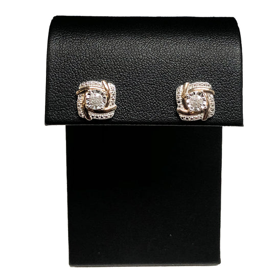 Duo Tone Silver Diamond Earrings
