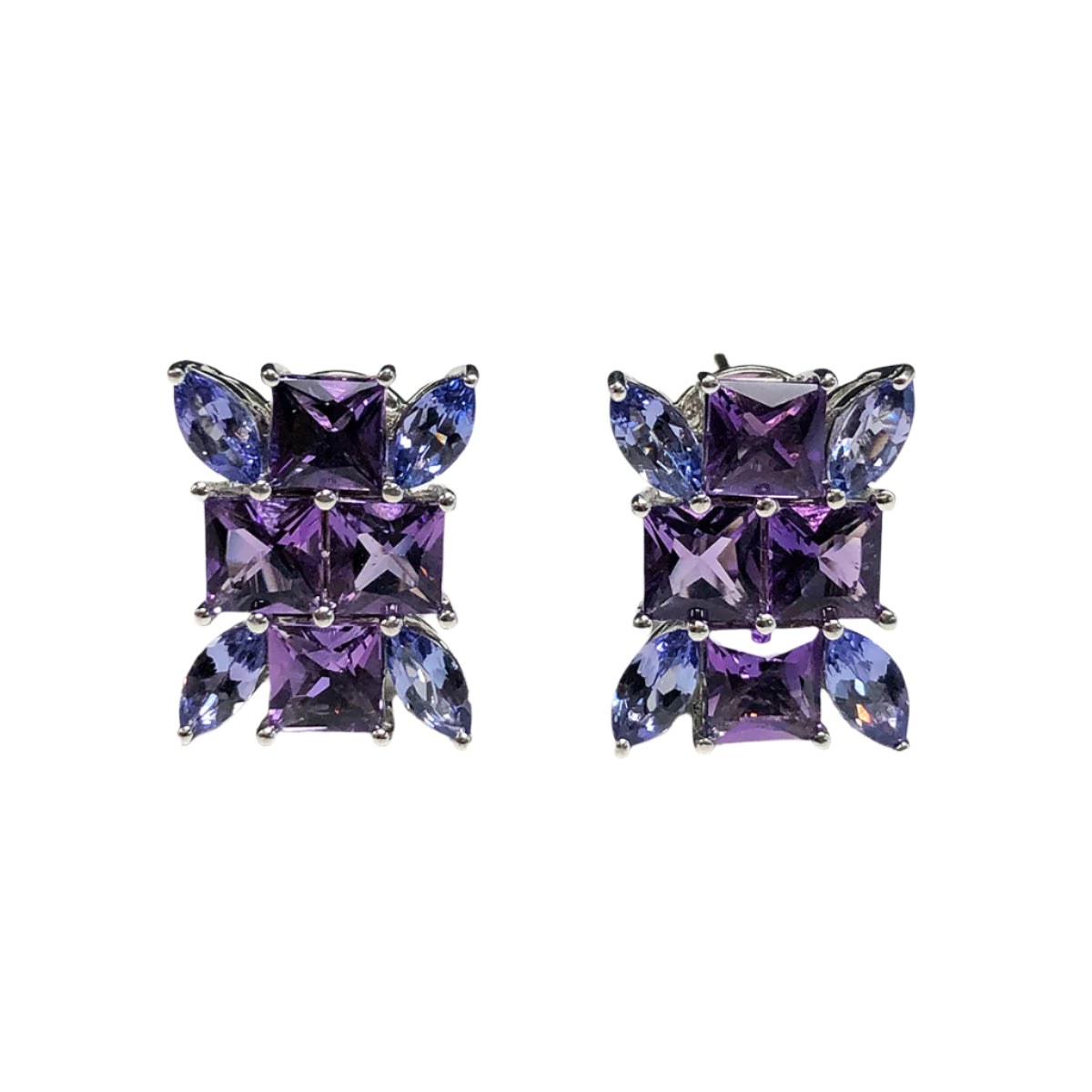 Silver &amp; 14k Amethyst and Tanzanite Earrings