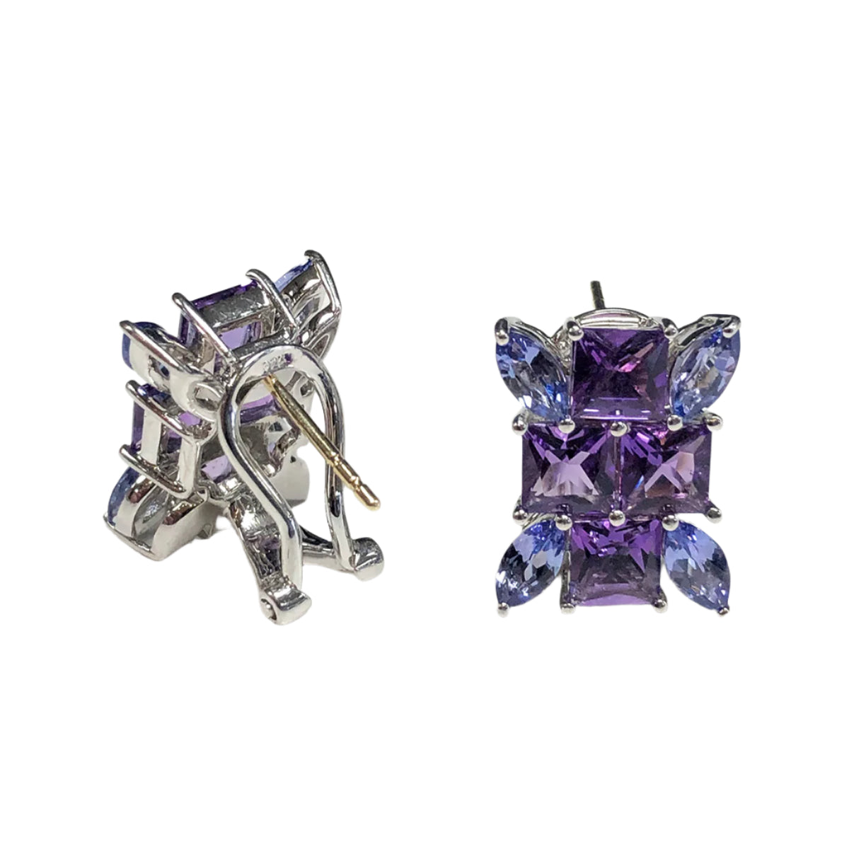 Silver &amp; 14k Amethyst and Tanzanite Earrings