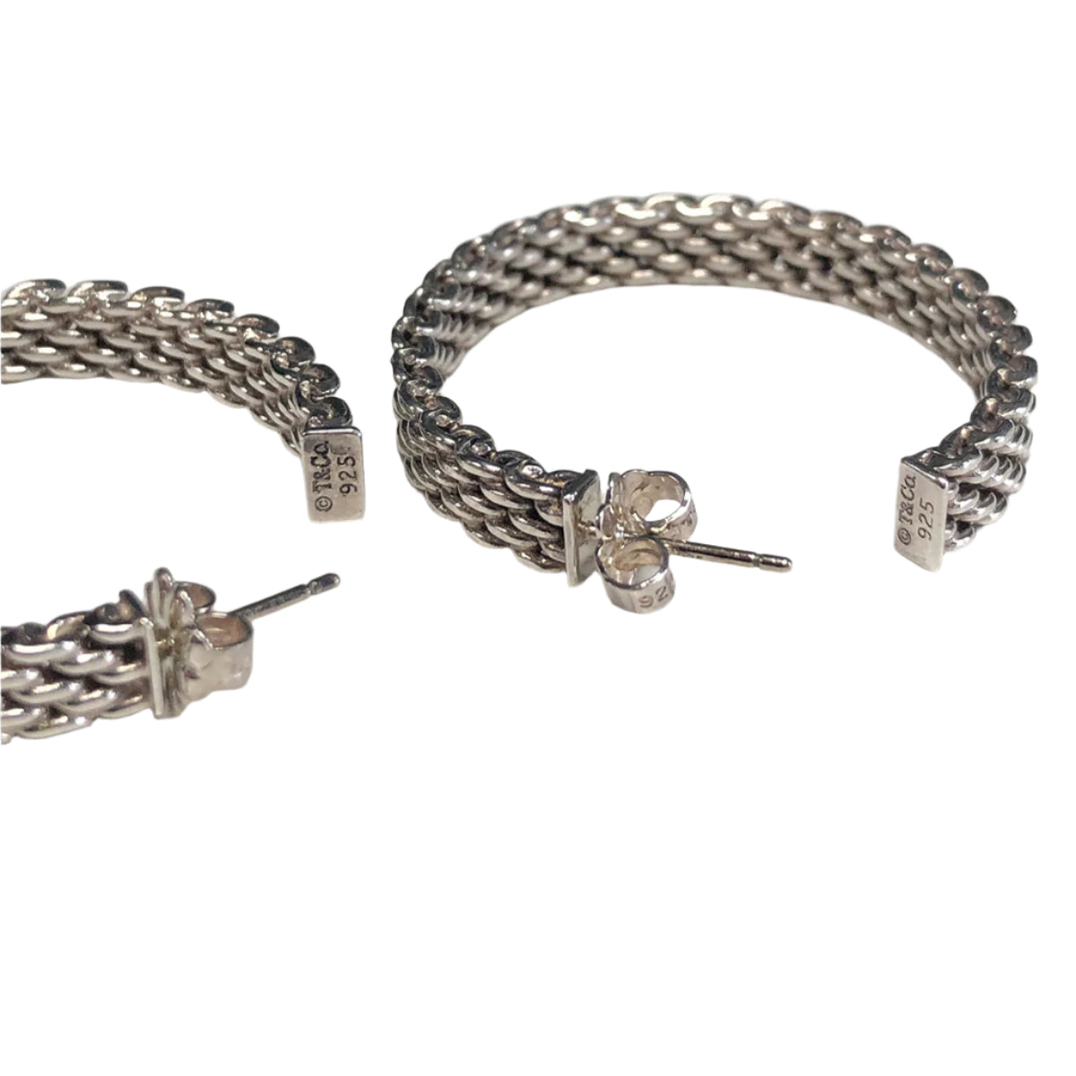 Tiffany & Co Somerset Weave Mesh Hoop Earrings