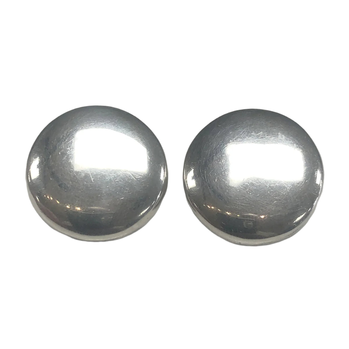 Silver Button Stud Earrings