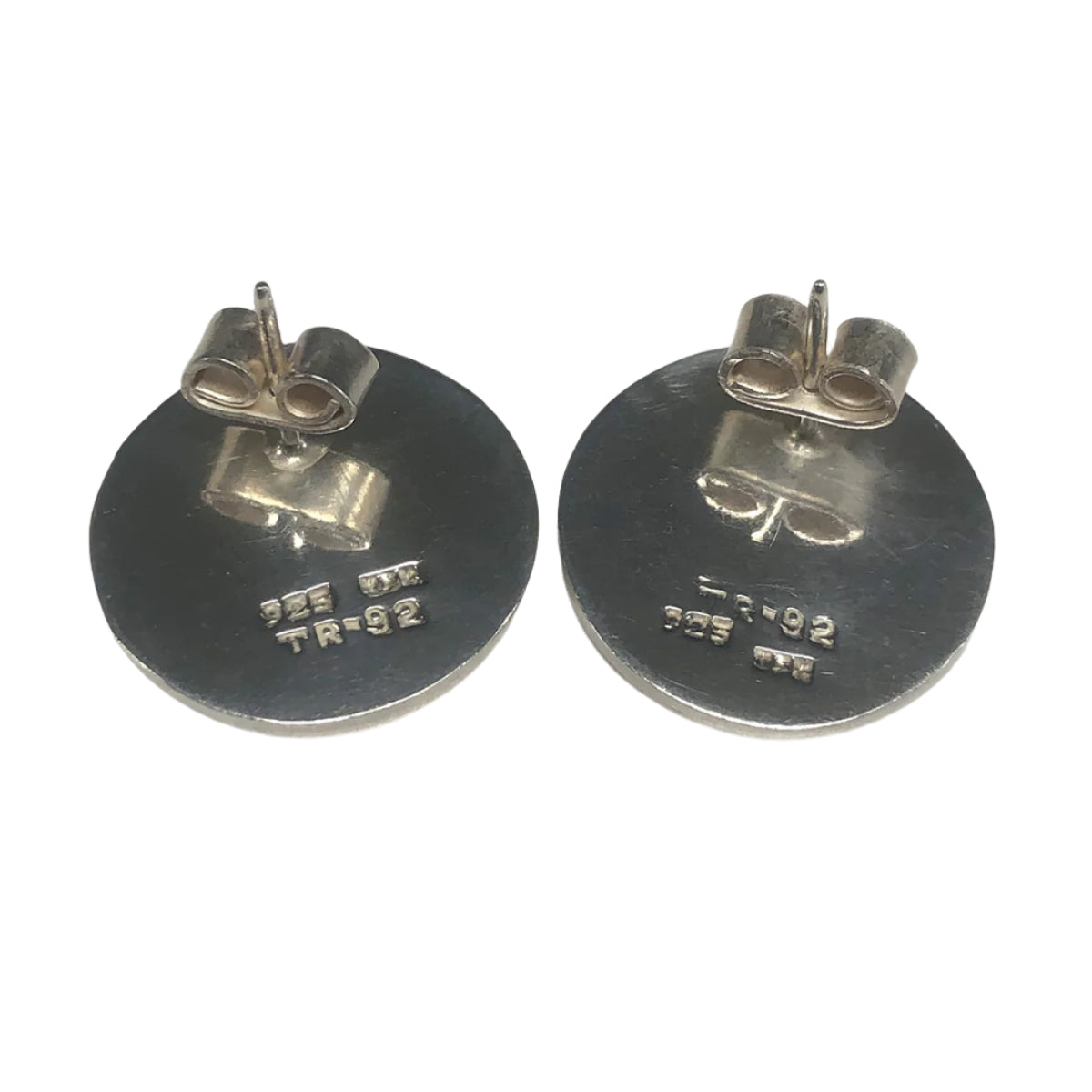 Silver Button Stud Earrings