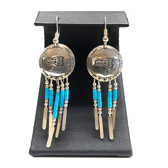 Native American Silver & Turquoise Dangle Earrings