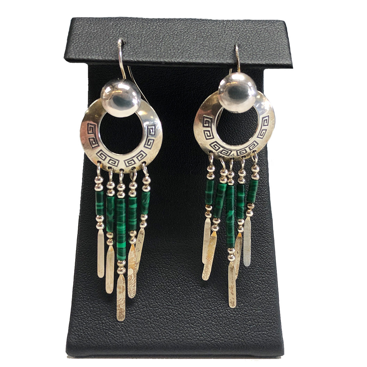 Native American Silver & Malachite Earrings