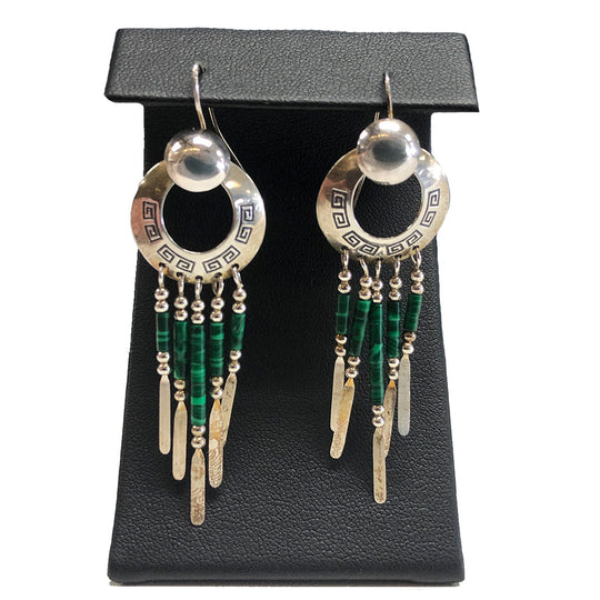 Native American Silver & Malachite Earrings