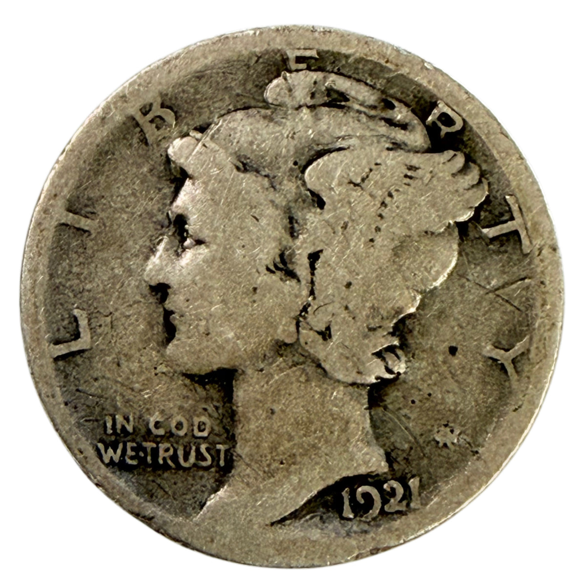 1921-D Mercury Head Dime (About Good Details)