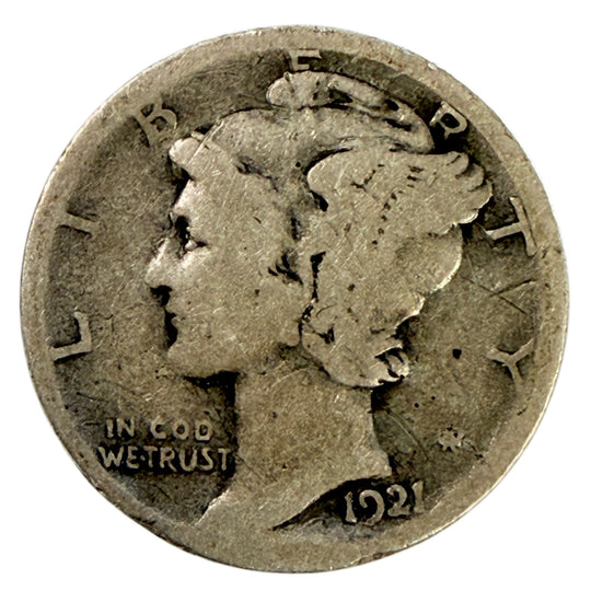 1921-D Mercury Head Dime (About Good Details)