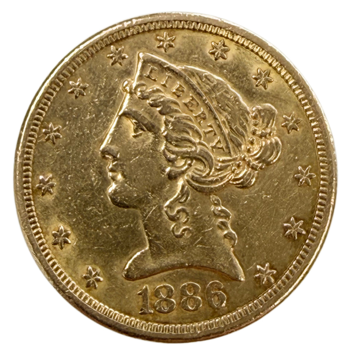 1886-S $5 Liberty Gold Half Eagle (Low Premium)