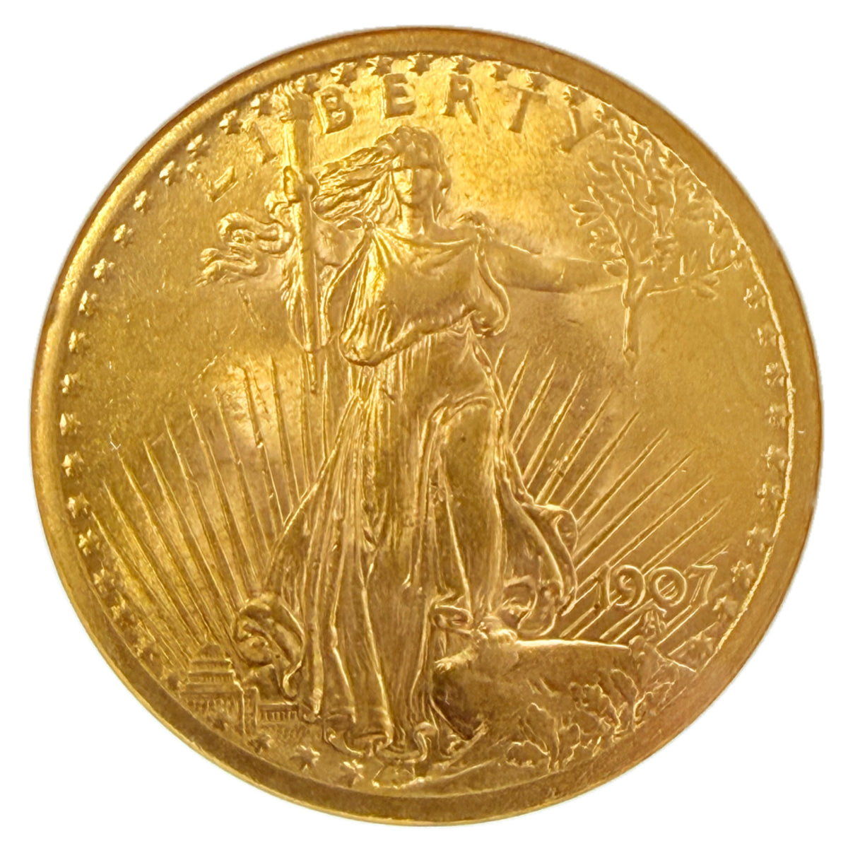 1907 $20 Saint Gaudens Gold Double Eagle ANACS MS62