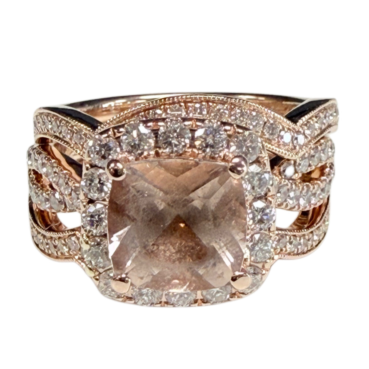 Neil Lane 14k Rose Gold Morganite & Diamond Engagement Ring