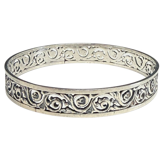 Ornate Filigree Silver Bangle