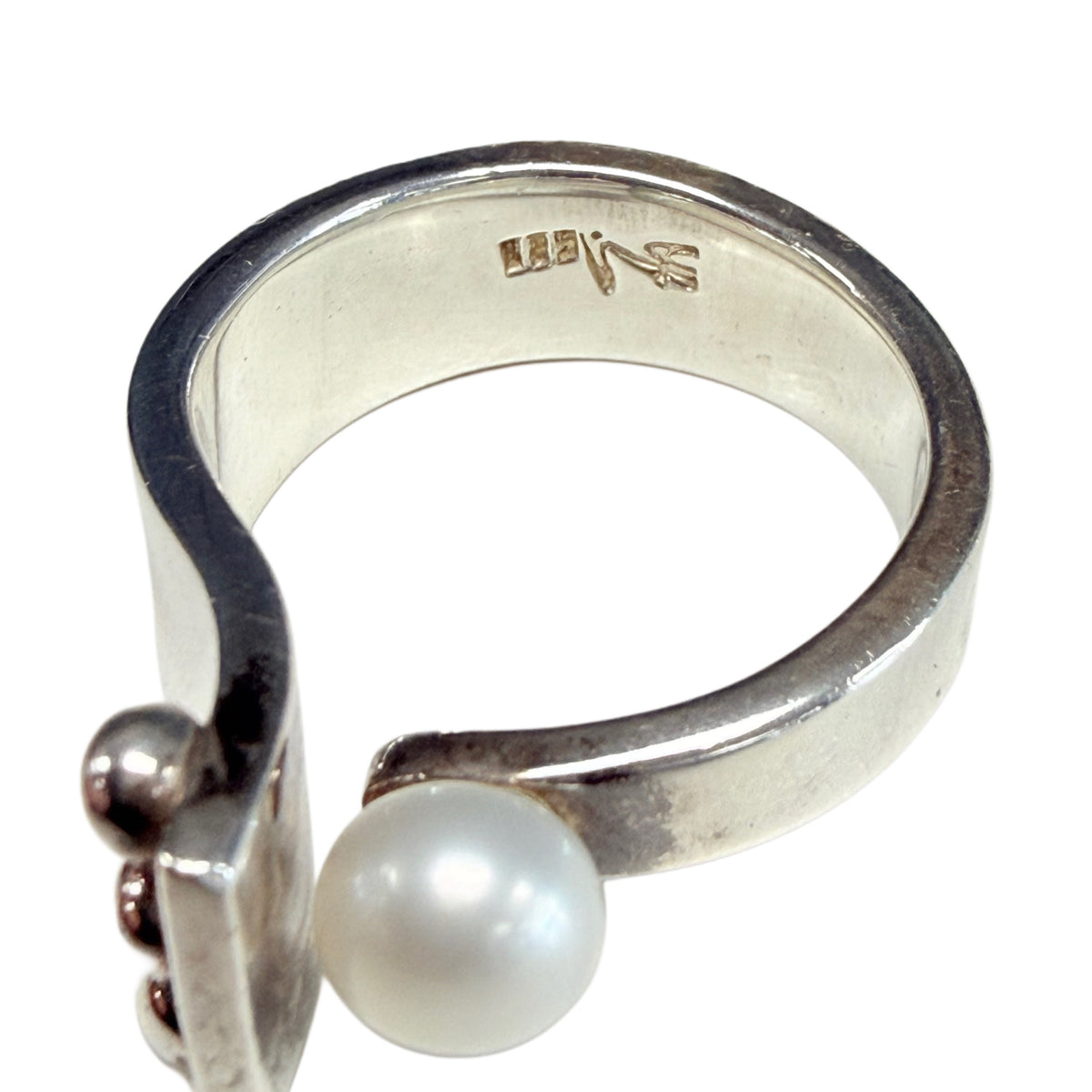 Silver & Faux Pearl Ring