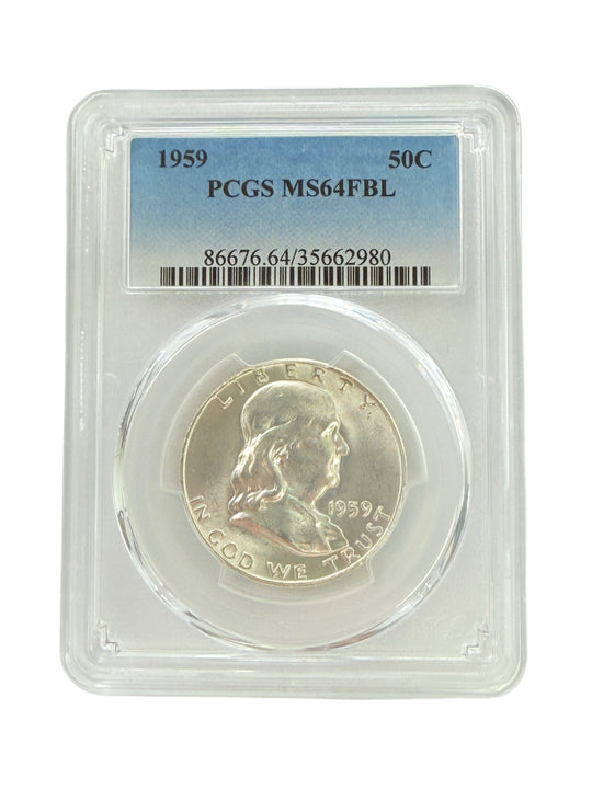 1959 Franklin Half Dollar PCGS MS64 FBL