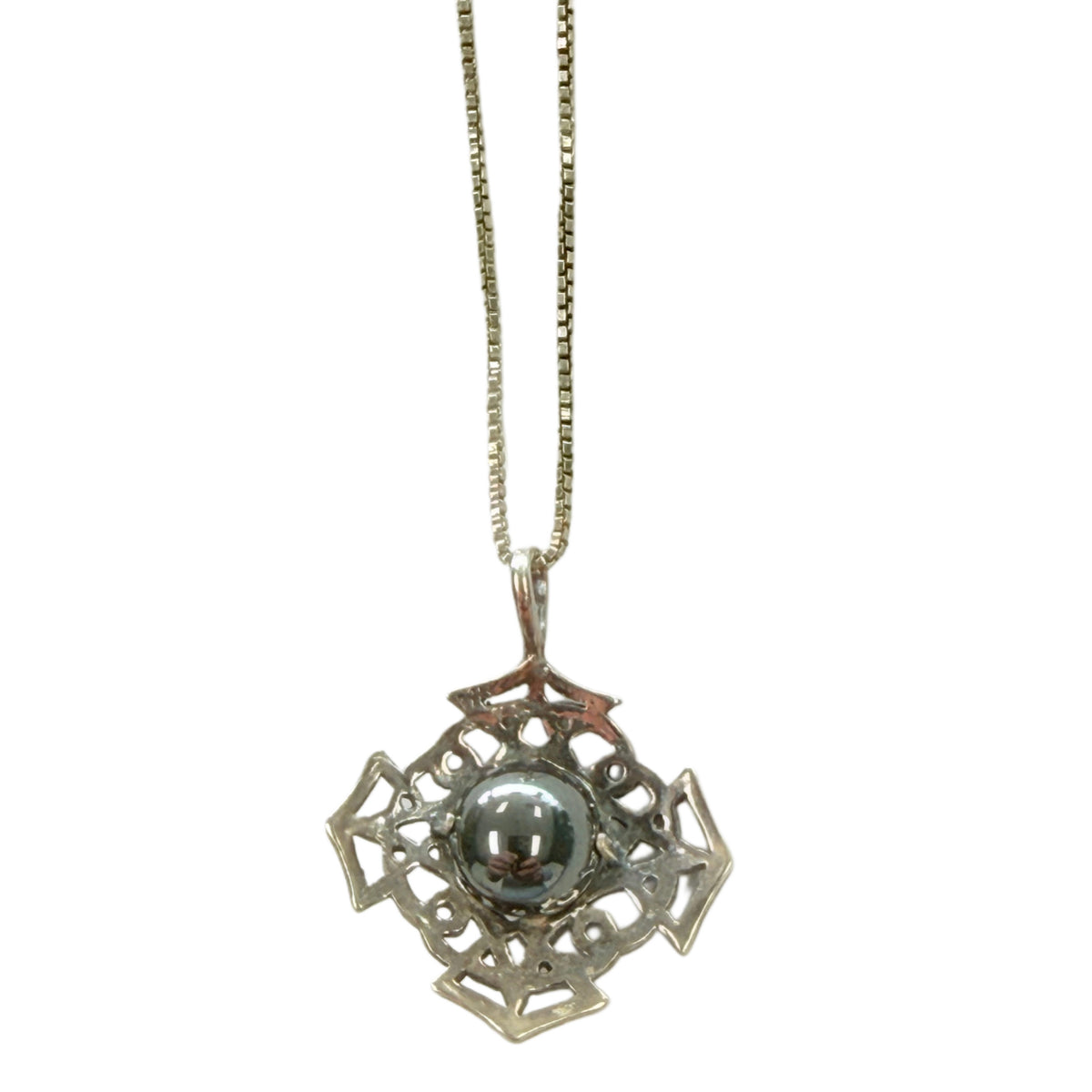 Silver & Faux Pearl Necklace