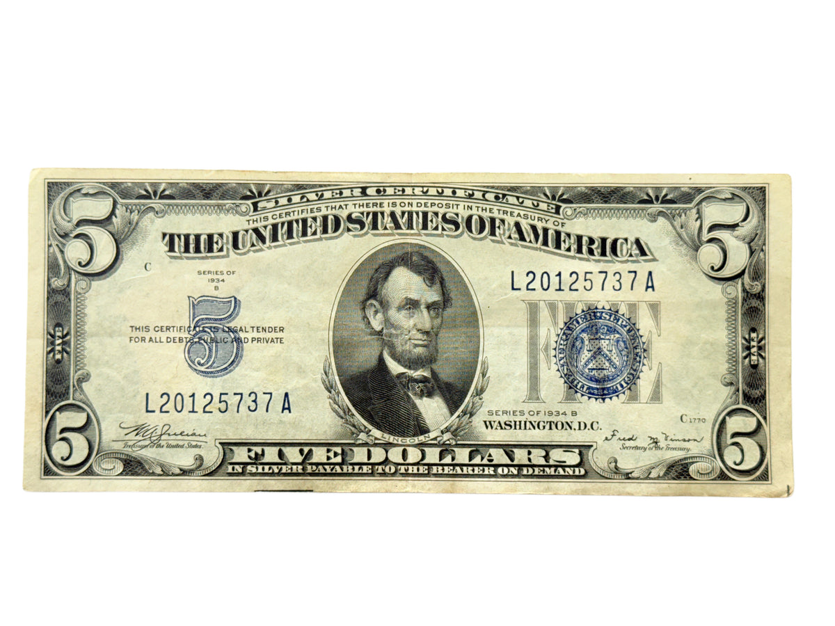 1934-B $5 Silver Certificate (VF)