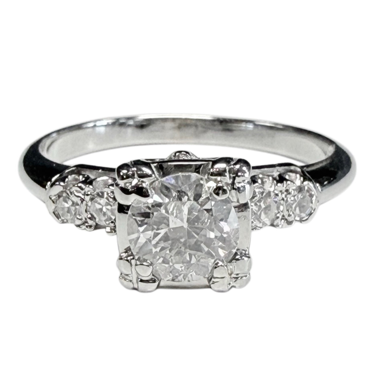 Vintage 18k White Gold Diamond Ring