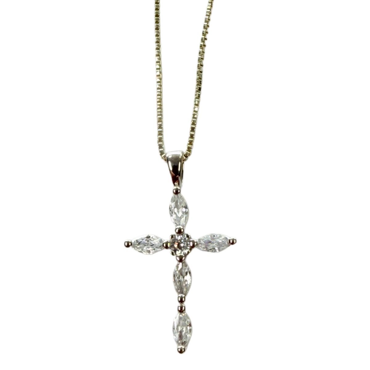 Silver & Cubic Zirconia Cross Necklace