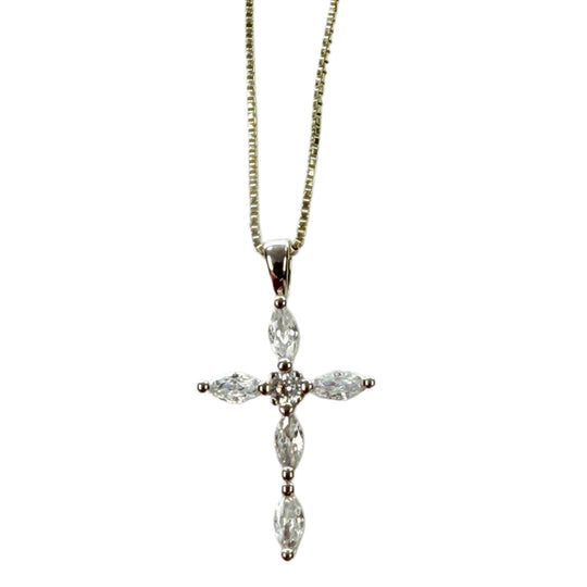 Silver & Cubic Zirconia Cross Necklace