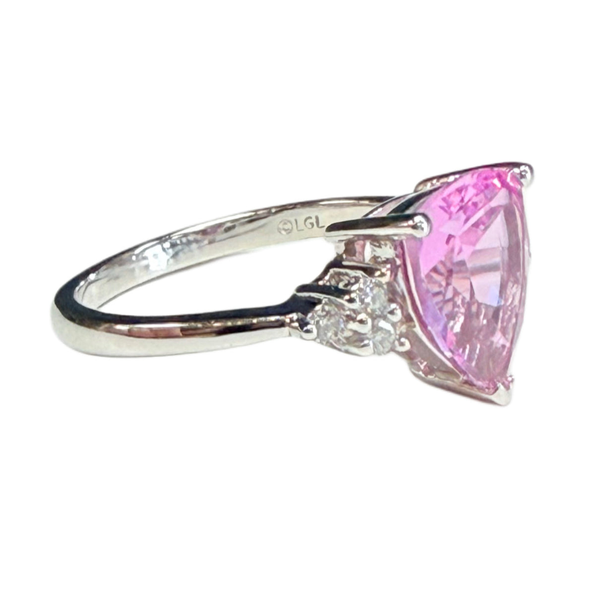 10k White Gold, Pink Tourmaline & Diamond Ring