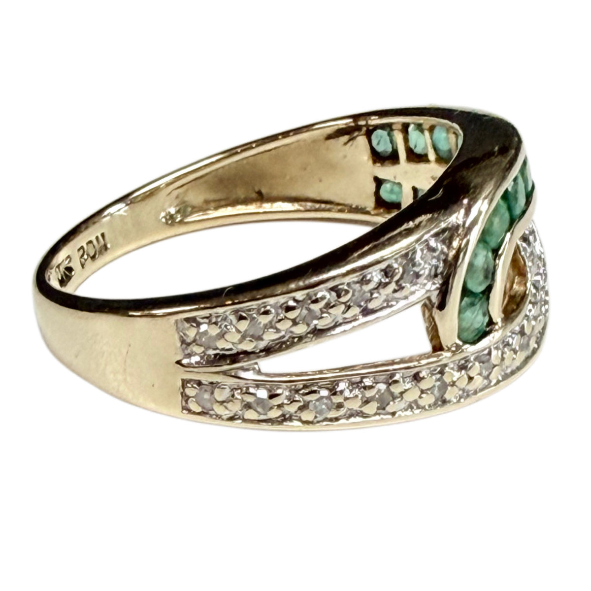 10k Yellow Gold Emerald and Diamond Ring