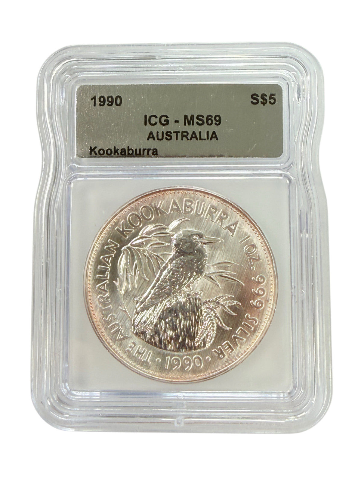 1990 Australia 1 oz Silver Kookaburra ICG MS69