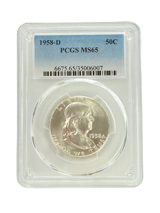 1958-D Franklin Half Dollar PCGS MS65