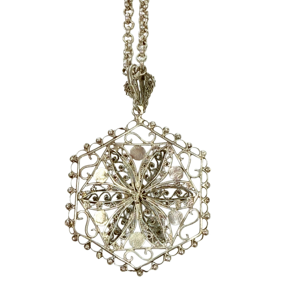 Silver & Turquoise Ornate Necklace