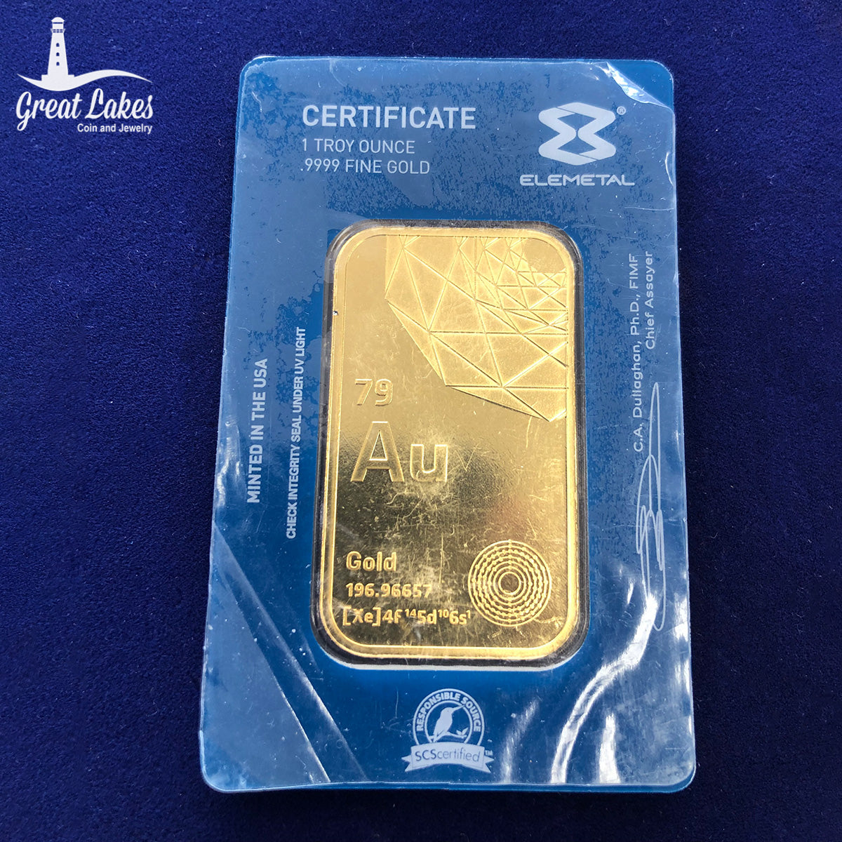 Elemetal 1 oz Gold Bar (Low Premium)