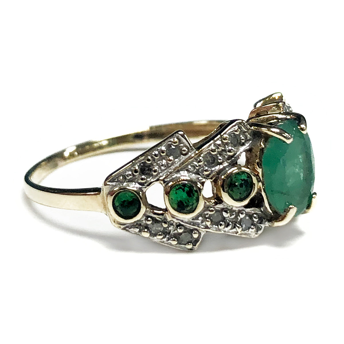 10 k Gold Emerald & Diamond Ring