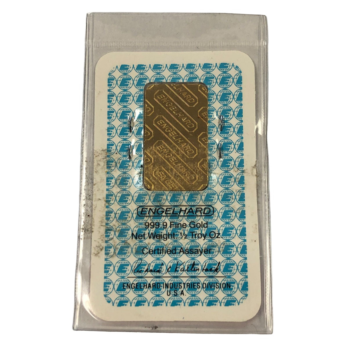 Vintage Engelhard 1/2 oz Gold Bar (In Assay)