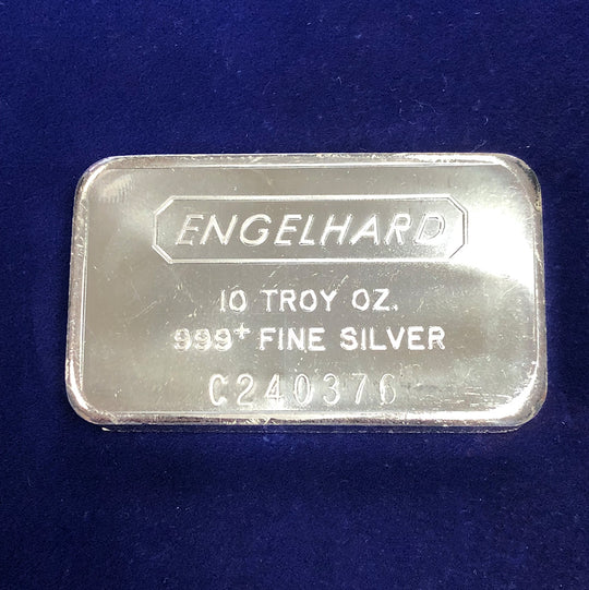 Engelhard 10 oz Silver Bar (12th Series C Logo Back)
