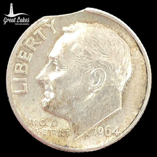 Error 1964-D Roosevelt Dime Clipped Planchet (AU)