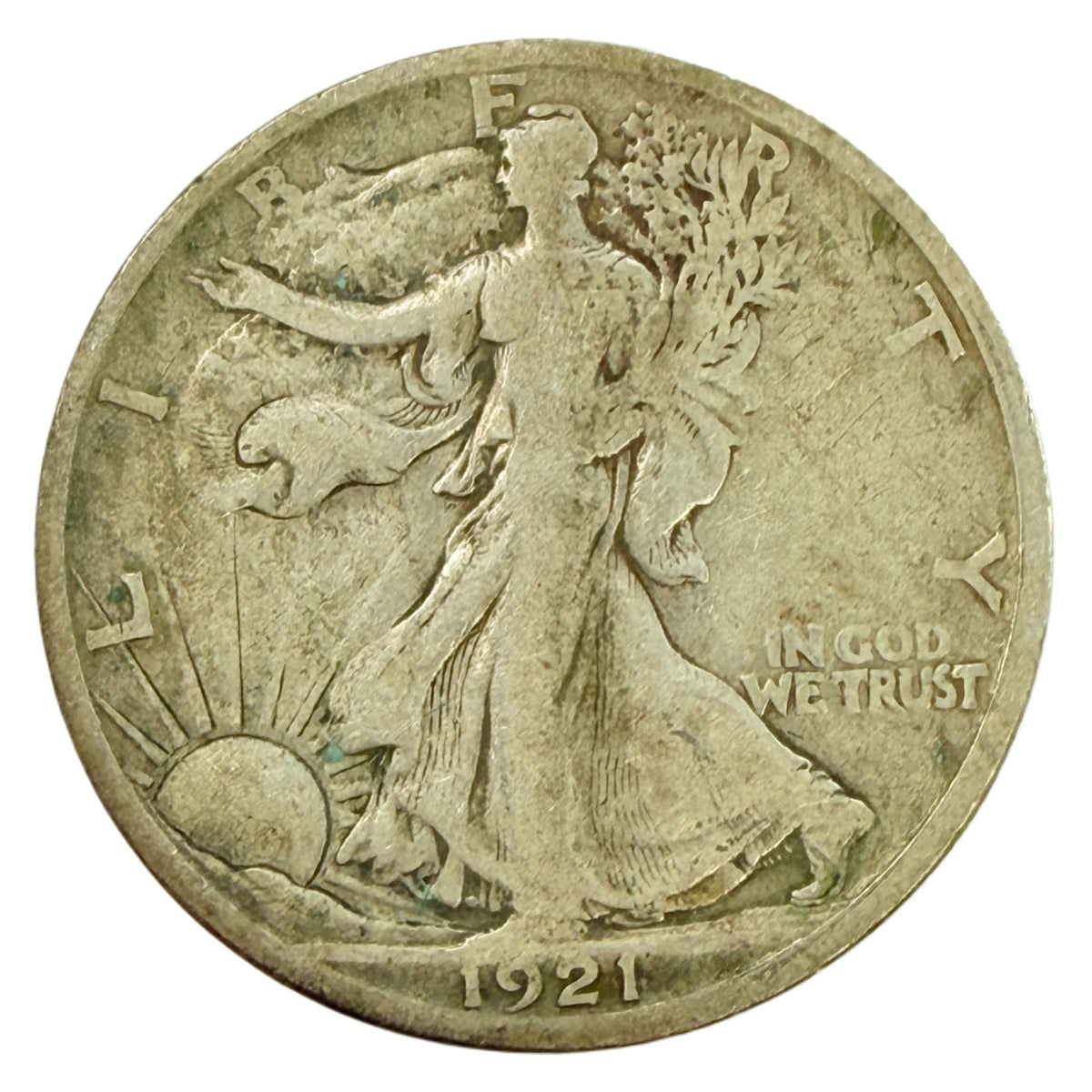 1921-D Walking Liberty Half Dollar (F Details)